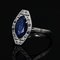 French Art Deco 18 Karat White Gold Shuttle Ring with Sapphire and Diamonds, 1920s 8