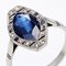 French Art Deco 18 Karat White Gold Shuttle Ring with Sapphire and Diamonds, 1920s 10