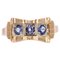 French 1940s Sapphire 18 Karat Rose Gold Knot Tank Ring, Image 1