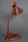 Lámpara de escritorio Diabolo flexible de cuero rojo, años 60, Imagen 6