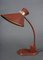Lámpara de escritorio Diabolo flexible de cuero rojo, años 60, Imagen 4