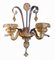 Art Nouveau Italian Murano Glass Wall Sconce in Blown Glass and Gold, 1950s 1