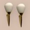 Opaline Glass Pleated Brass Sconces, 1980s, Set of 2, Image 2