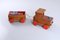 Large Modernist Art Deco Wooden Train in the style of Ado, 1950s, Set of 2 3