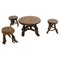 Primitive Stools with Round Slab Seat and Legs Constructed from Vines, 1960s, Set of 4 1