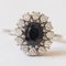 Vintage 14k White Gold Daisy Ring with Sapphire and Brilliant Cut Diamonds, 1960s 2