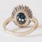Vintage 14k White Gold Daisy Ring with Sapphire and Brilliant Cut Diamonds, 1960s 5