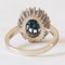 Vintage 14k White Gold Daisy Ring with Sapphire and Brilliant Cut Diamonds, 1960s, Image 5