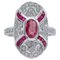 Rubies, Diamonds, Platinum Ring, 1970s 1
