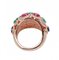 Anello in oro rosa 18 carati con zaffiri, smeraldi, rubini e diamanti, Immagine 3