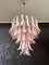 Lámpara de araña italiana vintage de Murano con pétalos de vidrio rosa, años 90, Imagen 13