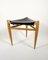 Scandinavian Leather and Oak Stool by Luxus, 1950s 2