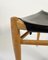 Scandinavian Leather and Oak Stool by Luxus, 1950s, Image 4