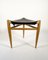 Scandinavian Leather and Oak Stool by Luxus, 1950s 1