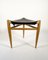 Scandinavian Leather and Oak Stool by Luxus, 1950s, Image 1