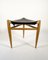 Scandinavian Leather and Oak Stool by Luxus, 1950s, Image 1