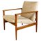 Small Beech & Beige Fabric with Pattern Armchair, North European, 1960s 1