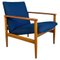Kleiner Mid-Century Armlehnstuhl aus Buche & Blauem Stoff, Nordeuropäisch, 1960er 1