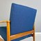 Kleiner Mid-Century Armlehnstuhl aus Buche & Blauem Stoff, Nordeuropäisch, 1960er 10