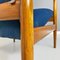 Kleiner Mid-Century Armlehnstuhl aus Buche & Blauem Stoff, Nordeuropäisch, 1960er 13