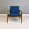 Small Mid-Century Beech and Blue Fabric Armchair, North European, 1960s 2