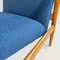 Small Mid-Century Beech and Blue Fabric Armchair, North European, 1960s 8