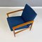 Small Mid-Century Beech and Blue Fabric Armchair, North European, 1960s 7