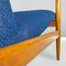 Small Mid-Century Beech and Blue Fabric Armchair, North European, 1960s 12