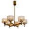 Brass and Glass Chandelier in the style of Fagerlund, 1960s, Image 1