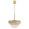 Venini Style Clear Gold Glass Messing Chandelier, 1970 1