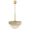 Venini Style Clear Gold Glass Messing Chandelier, 1970, Image 1