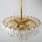 Venini Style Clear Gold Glass Messing Chandelier, 1970 8