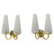 Sconces in Brass & Glass, 1960s, Set of 2 1