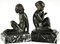 Art Deco Bronze Bookends Faun and Girl with Grapes by Pierre Laurel, 1925, Set of 2 2
