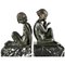 Art Deco Bronze Bookends Faun and Girl with Grapes by Pierre Laurel, 1925, Set of 2, Image 1