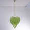 Light Green Suspension Chandelier with Murano Glass Leaves, Italy, 1990s 3