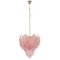 Pink Suspension Chandelier with Murano Glass Leaves, Italy, 1990s 1