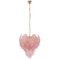 Pink Suspension Chandelier with Murano Glass Leaves, Italy, 1990s, Image 1