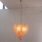 Pink Suspension Chandelier with Murano Glass Leaves, Italy, 1990s 3