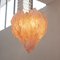 Pink Suspension Chandelier with Murano Glass Leaves, Italy, 1990s 4