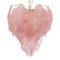 Pink Suspension Chandelier with Murano Glass Leaves, Italy, 1990s 2