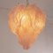 Pink Suspension Chandelier with Murano Glass Leaves, Italy, 1990s 7