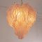 Pink Suspension Chandelier with Murano Glass Leaves, Italy, 1990s, Image 7