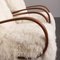 Czech H410 Lounge Chairs in Natural Long Hair Sheepskin by Jindřich Halabala for Up Závody, 1940s, Set of 2 11