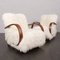 Czech H410 Lounge Chairs in Natural Long Hair Sheepskin by Jindřich Halabala for Up Závody, 1940s, Set of 2, Image 9