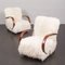 Czech H410 Lounge Chairs in Natural Long Hair Sheepskin by Jindřich Halabala for Up Závody, 1940s, Set of 2 7