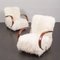 Czech H410 Lounge Chairs in Natural Long Hair Sheepskin by Jindřich Halabala for Up Závody, 1940s, Set of 2, Image 7