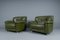 Green Leather Armchairs, Italy, 1960s, Set of 2 3