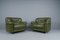 Green Leather Armchairs, Italy, 1960s, Set of 2 2