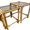 Smoked Glass and Bamboo Nesting Tables, Set of 3 2